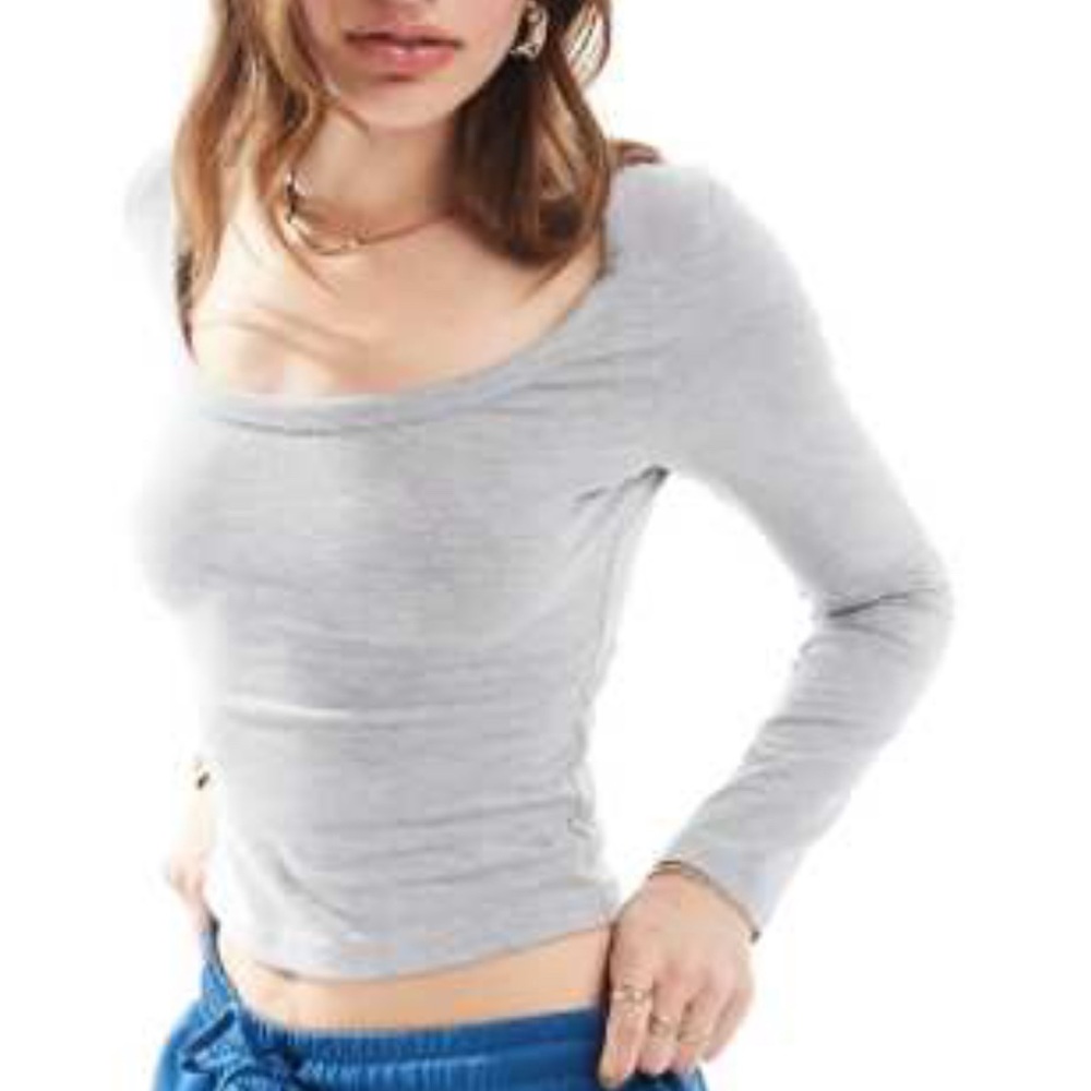 Miss Selfridge Long Sleeve Scoop Neck Top